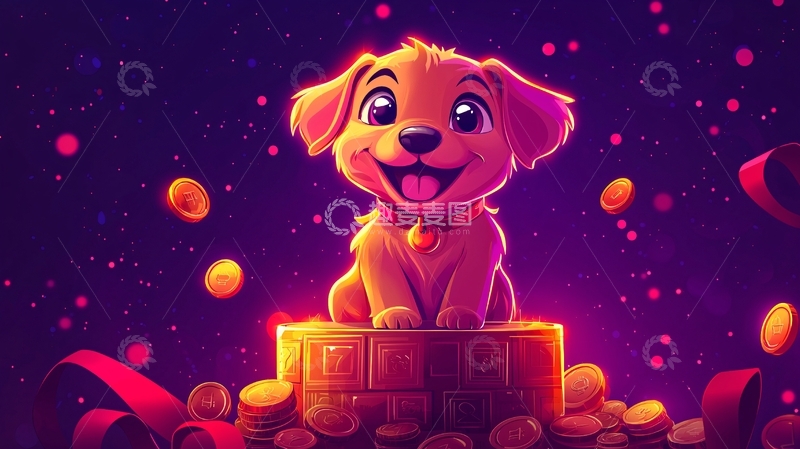 高清大图下载【趣麦麦图】卡通金毛犬