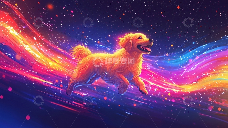 高清大图下载【趣麦麦图】太空金毛犬
