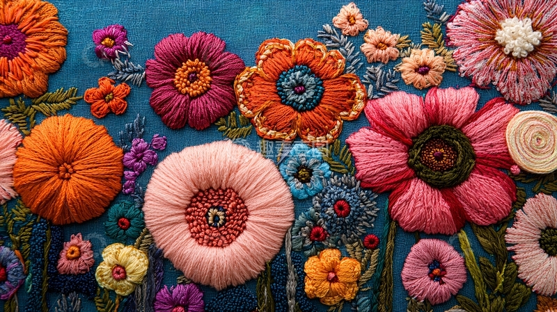 高清大图下载【趣麦麦图】色彩鲜艳的立体绣花