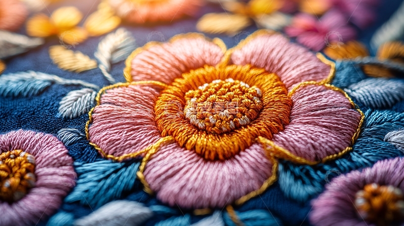 高清大图下载【趣麦麦图】精美刺绣花朵特写