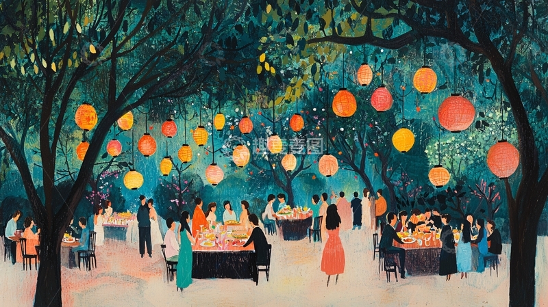 高清大图下载【趣麦麦图】夜晚花园派对