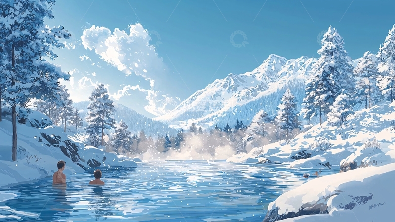 高清大图下载【趣麦麦图】冰天雪地温泉山谷