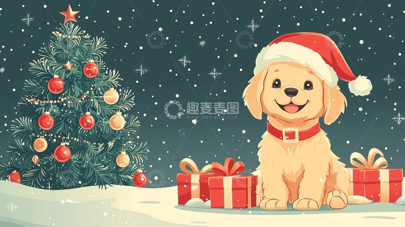 高清大图下载【趣麦麦图】圣诞狗狗