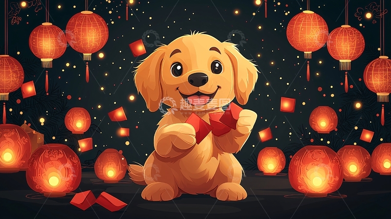 高清大图下载【趣麦麦图】萌犬拜年