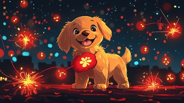 新年快乐金毛犬