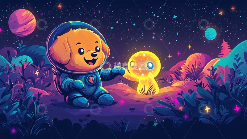 高清大图下载【趣麦麦图】太空狗狗