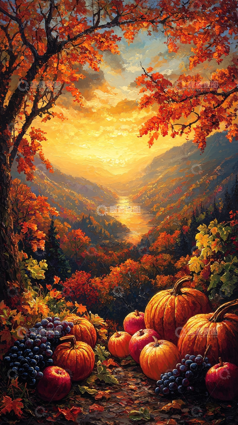 高清大图下载【趣麦麦图】秋日山谷丰收景象