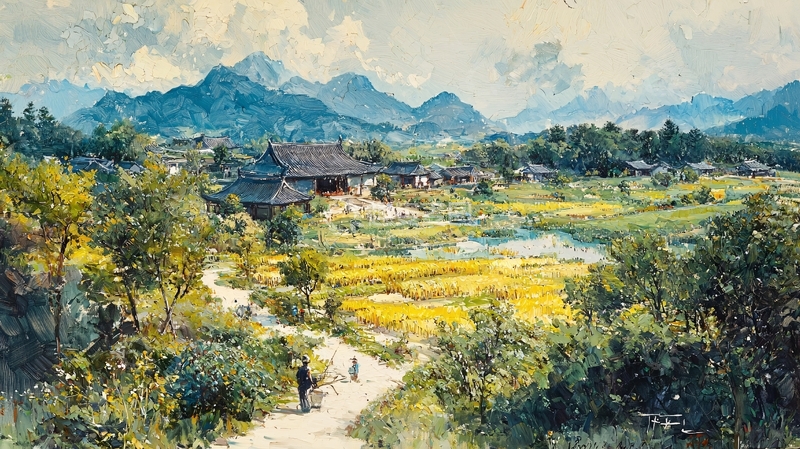 高清大图下载【趣麦麦图】田园风光油画