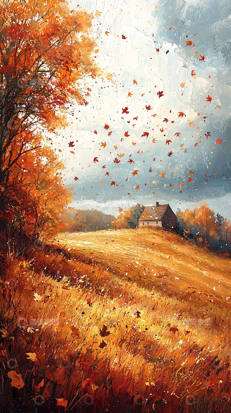 高清大图下载【趣麦麦图】秋风瑟瑟落叶飞舞