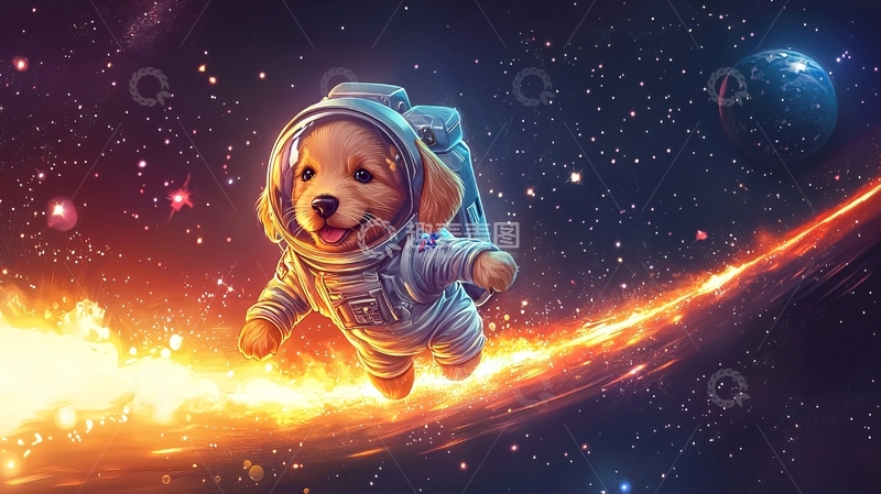 高清大图下载【趣麦麦图】太空狗狗