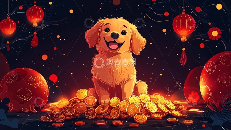 金毛犬新年贺图
