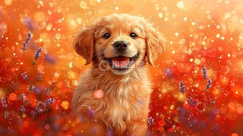 高清大图下载【趣麦麦图】金毛幼犬的可爱微笑