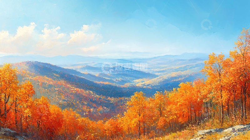 高清大图下载【趣麦麦图】秋日山峦层林尽染