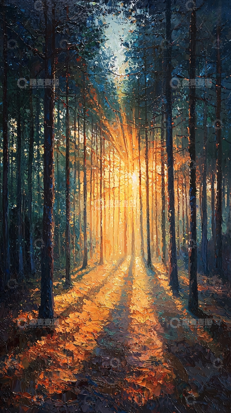 高清大图下载【趣麦麦图】森林日出阳光