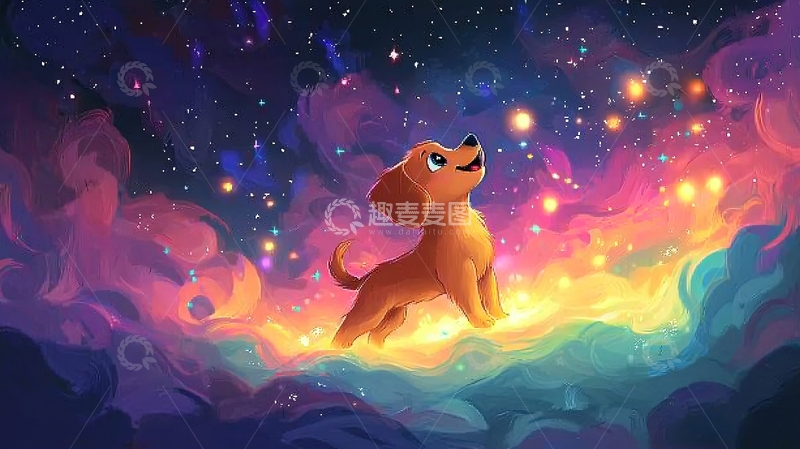 高清大图下载【趣麦麦图】星空小狗