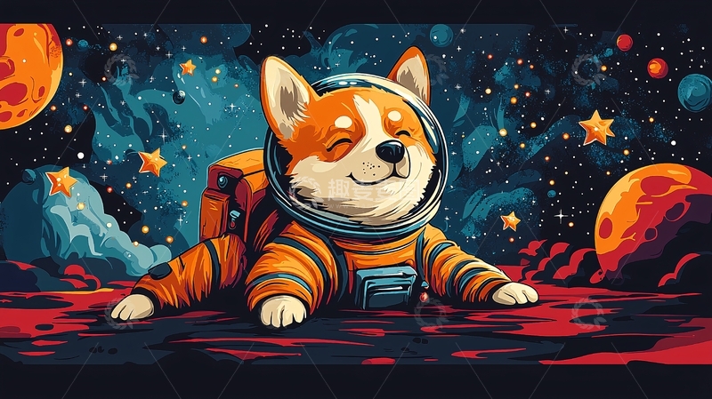 高清大图下载【趣麦麦图】太空柯基