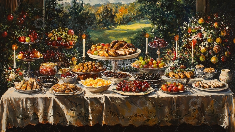 丰盛的秋季餐桌
