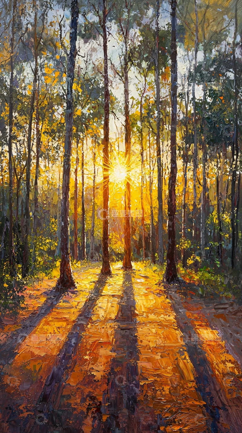 高清大图下载【趣麦麦图】森林夕阳