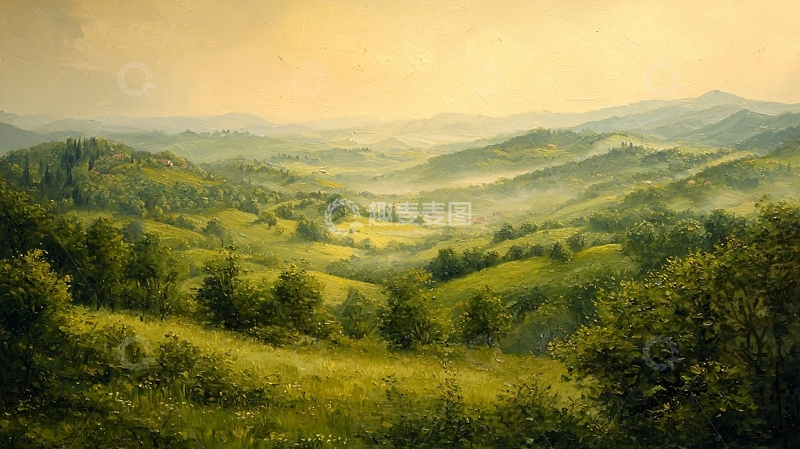 高清大图下载【趣麦麦图】山峦叠嶂的田园风光