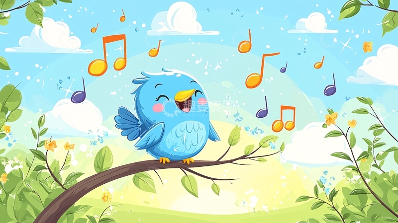 高清大图下载【趣麦麦图】快乐小鸟唱歌