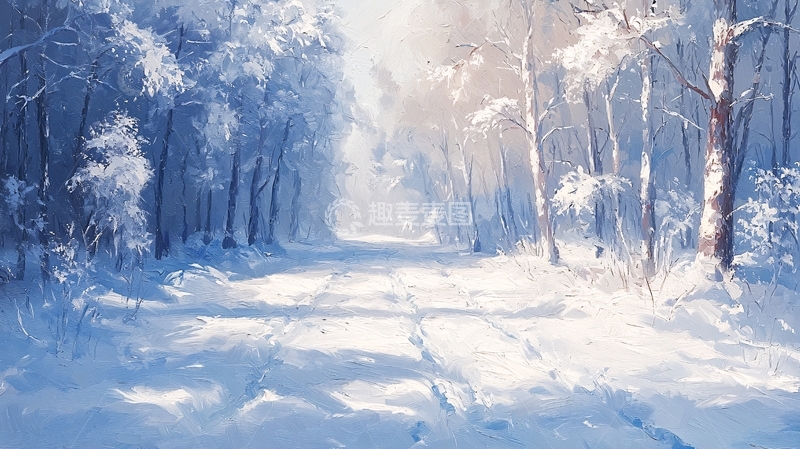 高清大图下载【趣麦麦图】冬日森林雪景