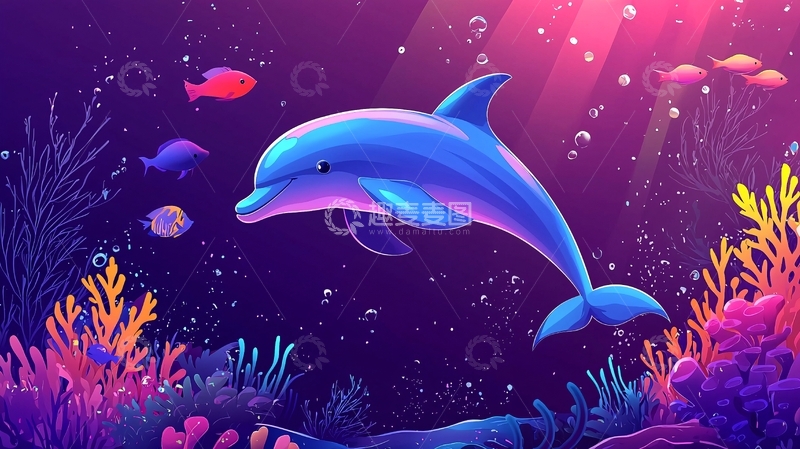 高清大图下载【趣麦麦图】卡通海豚