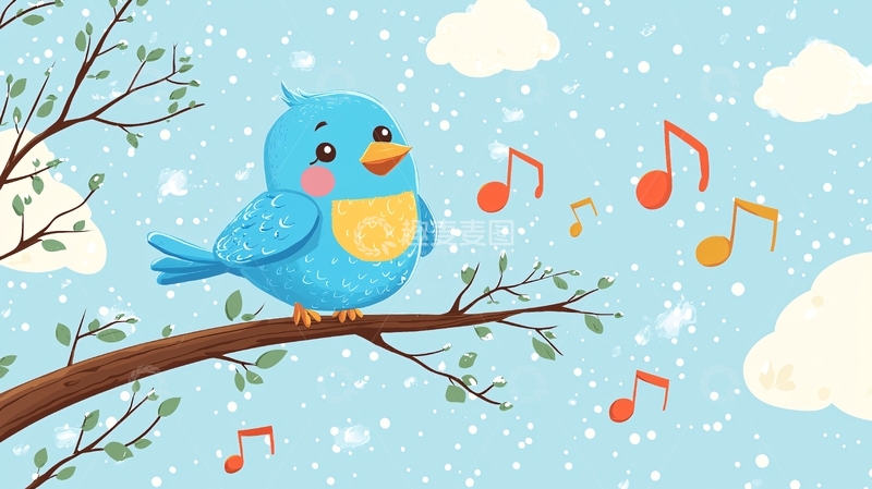 高清大图下载【趣麦麦图】蓝鸟唱歌