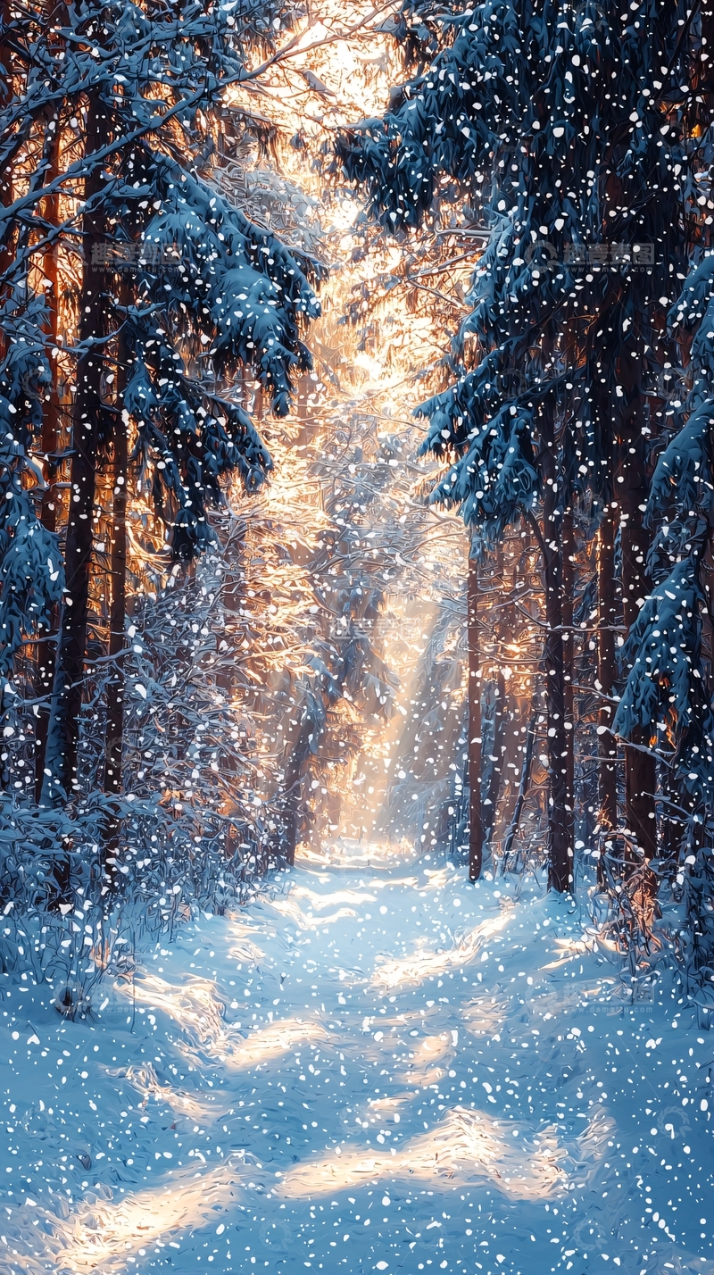 高清大图下载【趣麦麦图】冬日雪景森林小路