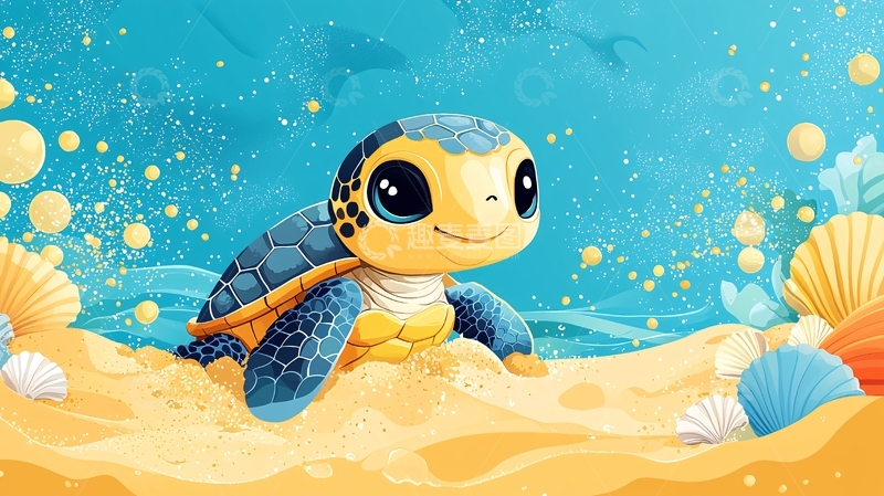 高清大图下载【趣麦麦图】可爱小海龟海底世界