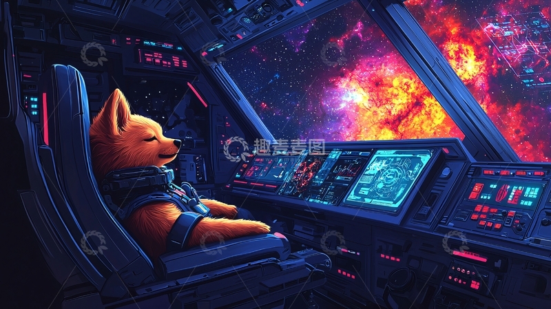 高清大图下载【趣麦麦图】太空舱狗狗