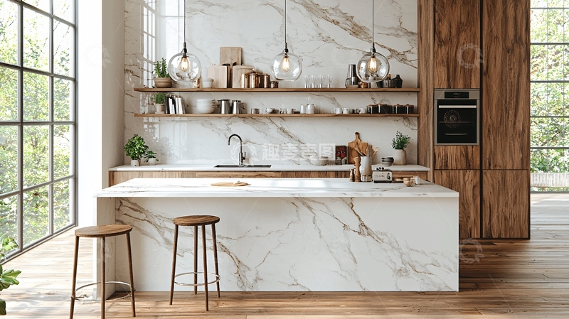 高清大图下载【趣麦麦图】现代轻奢开放式厨房