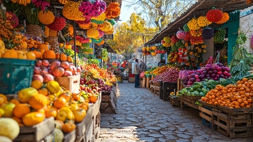 色彩鲜艳的水果市场