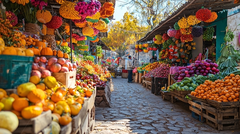 高清大图下载【趣麦麦图】色彩鲜艳的水果市场