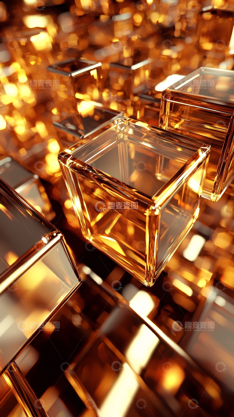 高清大图下载【趣麦麦图】金色玻璃立方体