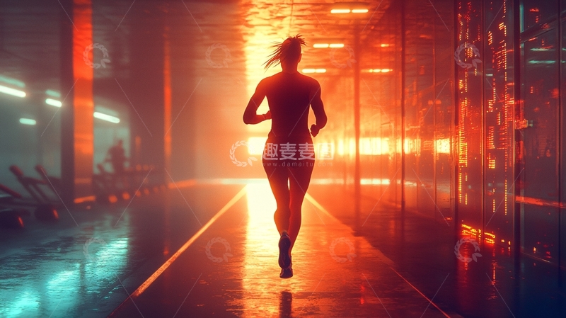 高清大图下载【趣麦麦图】未来都市跑步女子