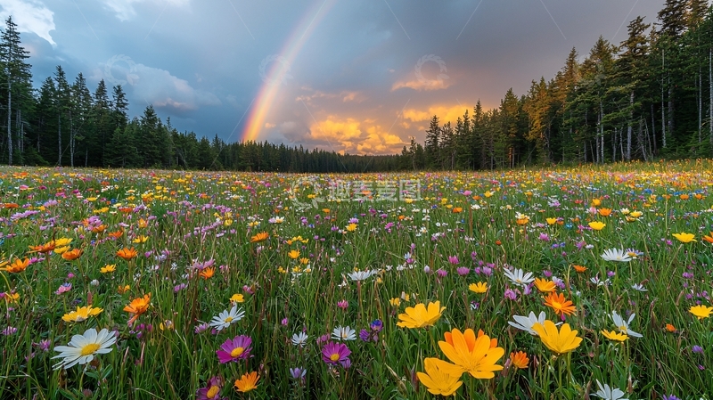 高清大图下载【趣麦麦图】彩虹花田
