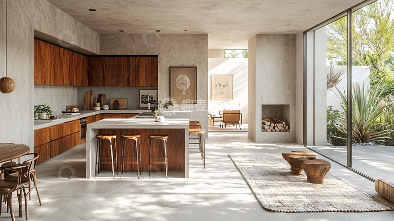 高清大图下载【趣麦麦图】现代简约水泥质感厨房设计