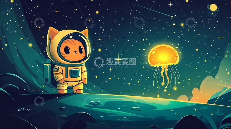 高清大图下载【趣麦麦图】太空猫