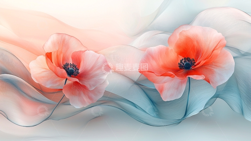 高清大图下载【趣麦麦图】抽象波浪花朵