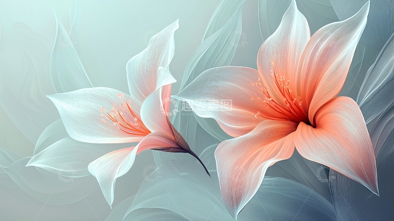 高清大图下载【趣麦麦图】淡雅色调花卉绘画