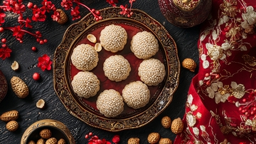 红盘中芝麻球特写