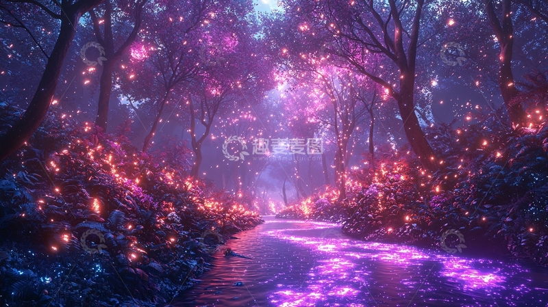 高清大图下载【趣麦麦图】梦幻森林河流