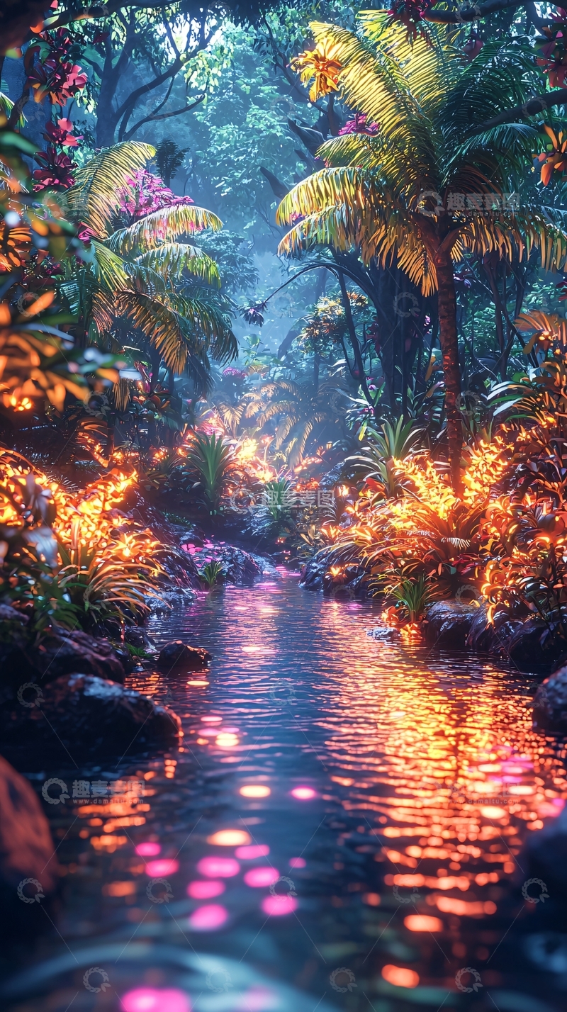 高清大图下载【趣麦麦图】梦幻雨林小溪