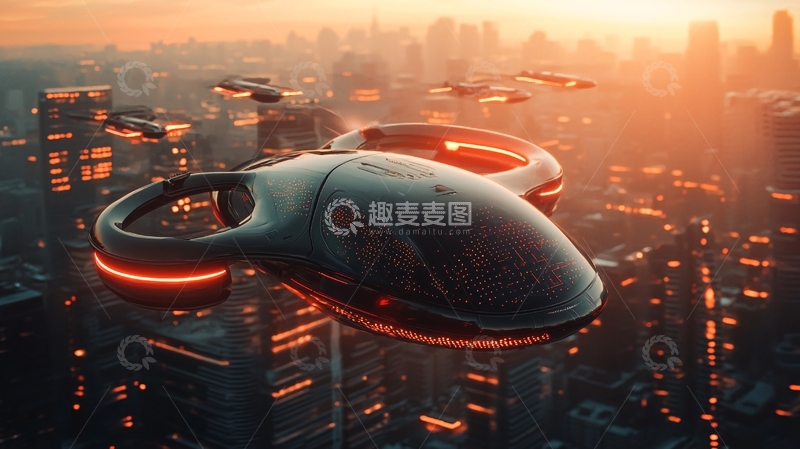 高清大图下载【趣麦麦图】未来城市飞行器
