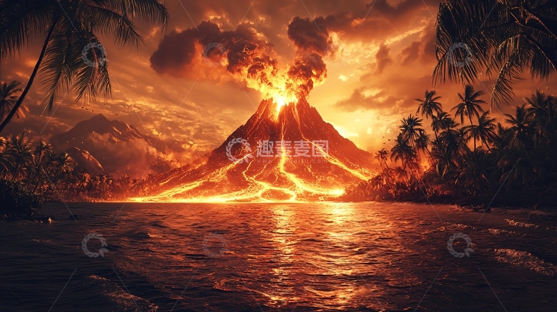 高清大图下载【趣麦麦图】火山喷发