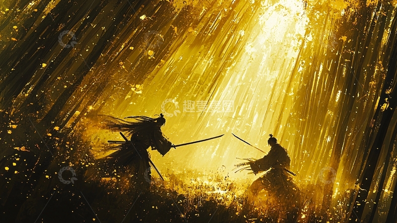 高清大图下载【趣麦麦图】金色光芒武士对决