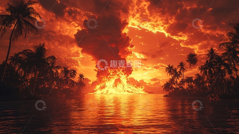 高清大图下载【趣麦麦图】火焰岛屿