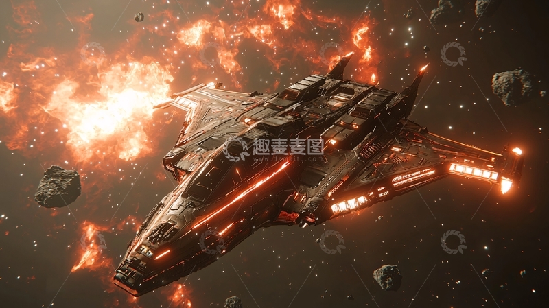 高清大图下载【趣麦麦图】宇宙飞船爆炸燃烧