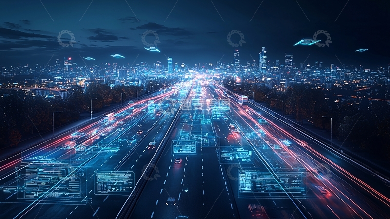 高清大图下载【趣麦麦图】未来城市高速公路夜景