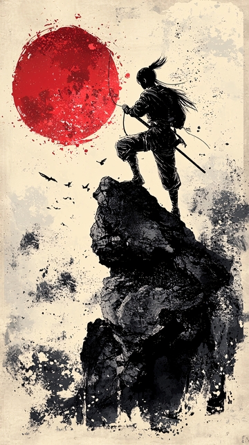 红月下的武士